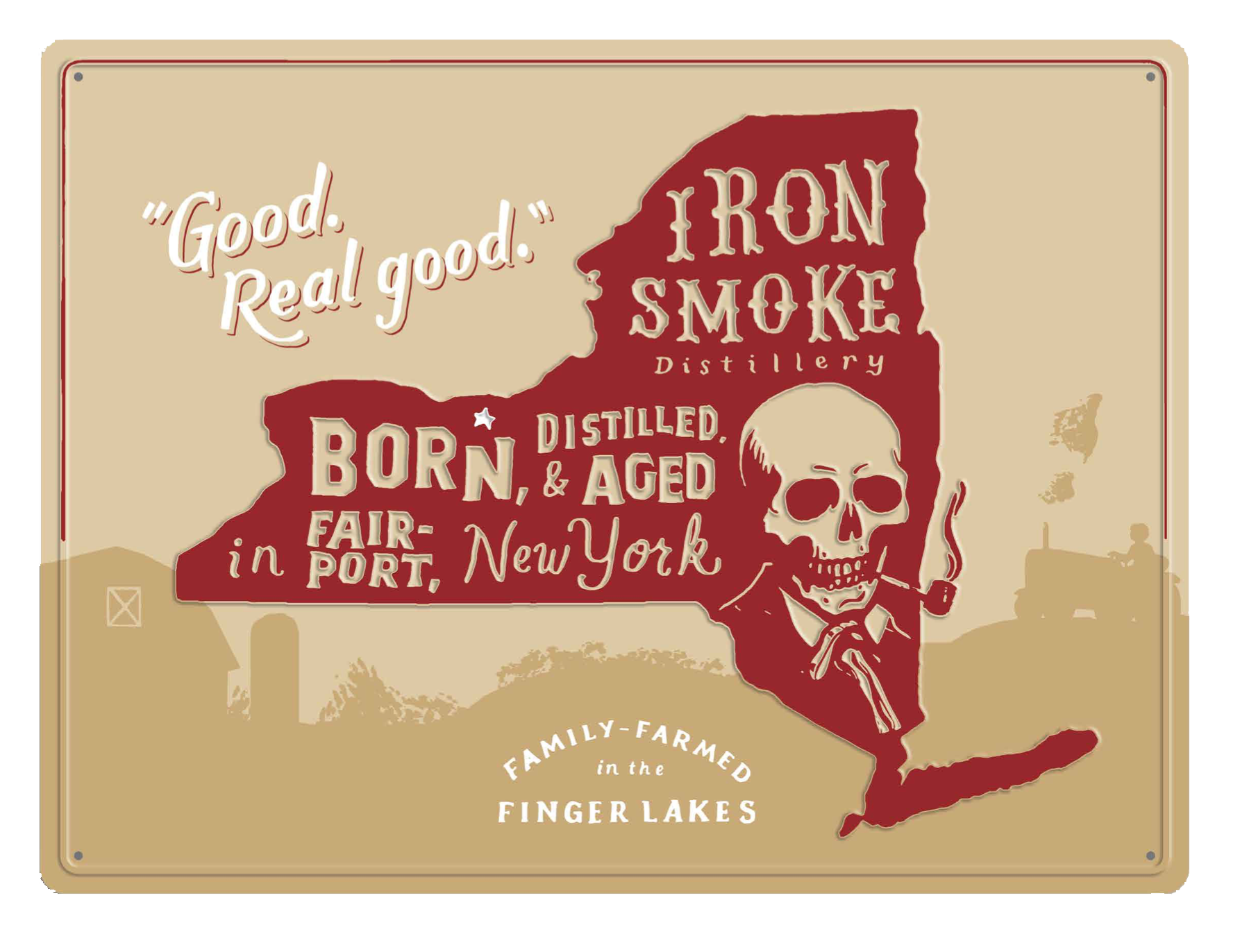 Iron Smoke New York State Tin Sign